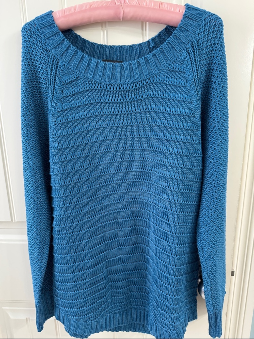Calvin Klein Jeans Teal Blue Textured Crewneck Sweater